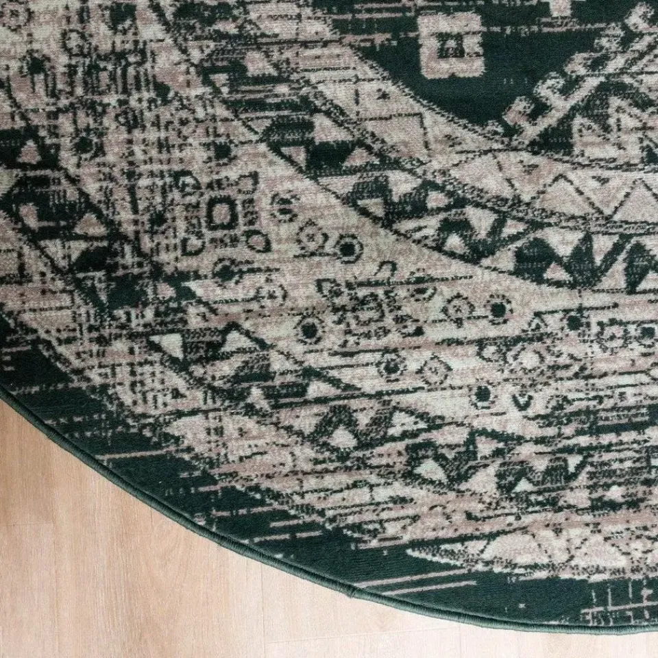 Interieur05 rond vintage vloerkleed Aila groen - 240 x 240 cm Online