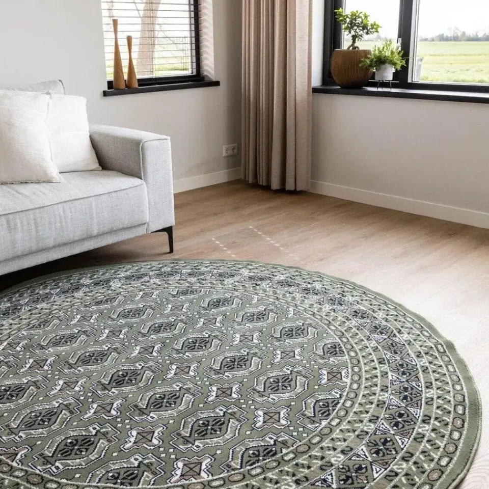 Interieur05 rond vintage vloerkleed Marad groen - 160 x 160 cm Clearance