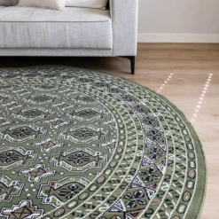 Interieur05 rond vintage vloerkleed Marad groen - 160 x 160 cm Clearance