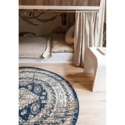 Interieur05 rond vintage vloerkleed Aila blauw - 190 x 190 cm Best