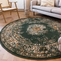 Interieur05 rond vloerkleed Keshan groen - 160 x 160 cm Sale