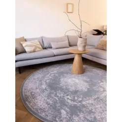 Interieur05 rond vloerkleed Keshan grijs - 160 x 160 cm Clearance