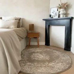 Interieur05 rond vloerkleed Keshan taupe/bruin - 160 x 160 cm New