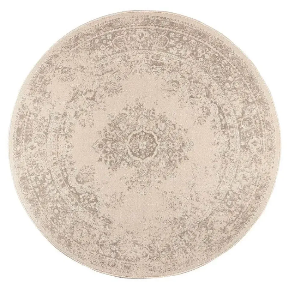 Interieur05 rond vloerkleed Keshan zand/beige - 160 x 160 cm Best