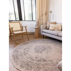 Interieur05 rond vloerkleed Keshan zand/beige - 240 x 240 cm Sale