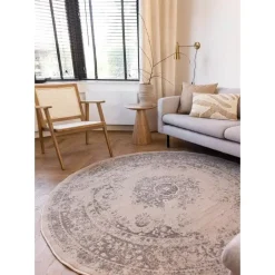 Interieur05 rond vloerkleed Keshan zand/beige - 190 x 190 cm Sale