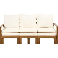 Leen Bakker ISOLELLO - Tuinbank met kussens - Lichtbeige - Acaciahout Clearance