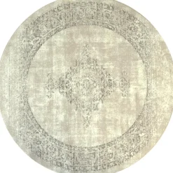 Muratap Istanbul Vintage - Laagpolig Vloerkleed - Retro Tapijt - Creme - 160 CM ROND New