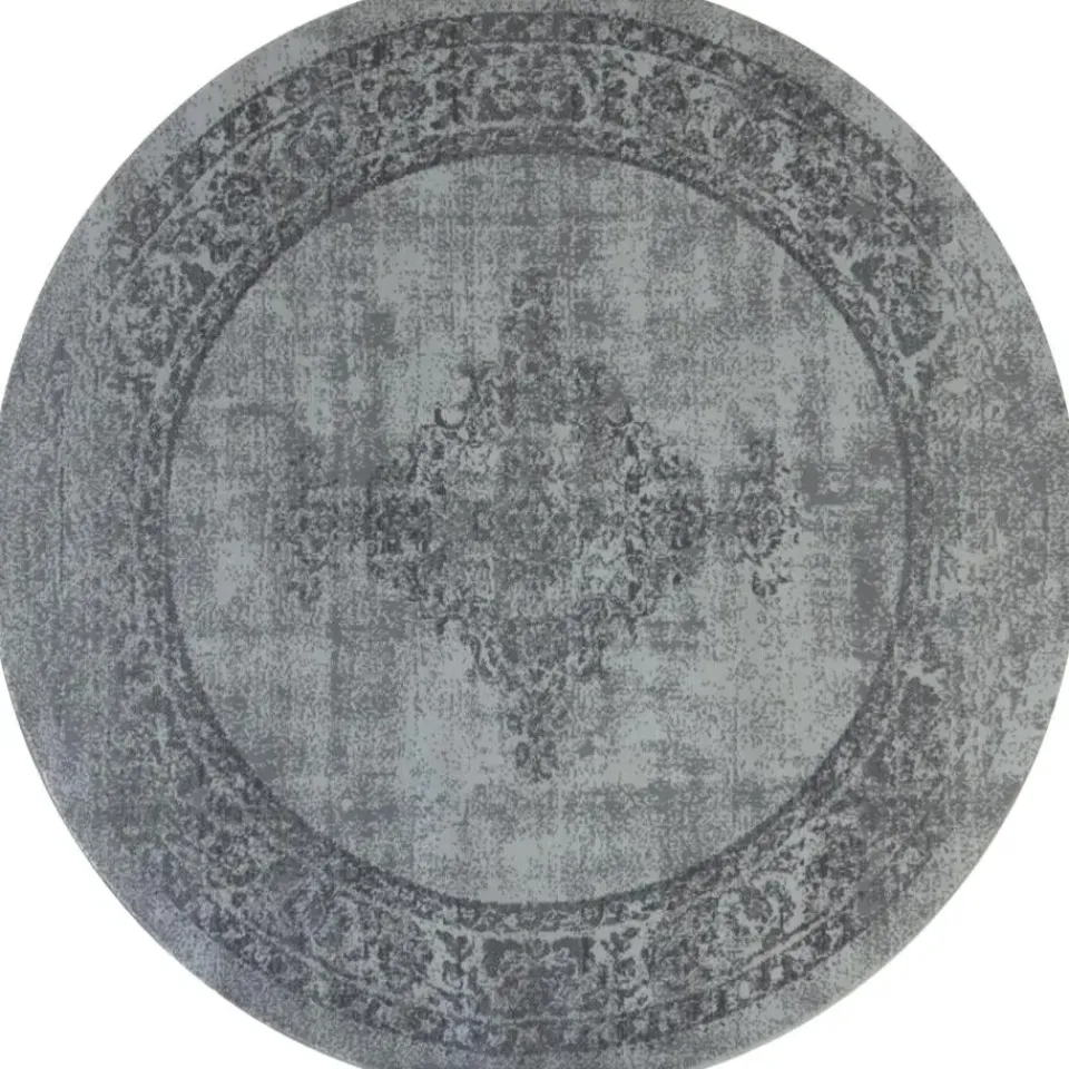 Muratap Istanbul Vintage - Laagpolig Vloerkleed - Retro Tapijt - Grijs - 300 CM ROND Outlet