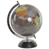 Items Deco Wereldbol/globe op voet - kunststof - grijs - 20 x 28 cm Sale