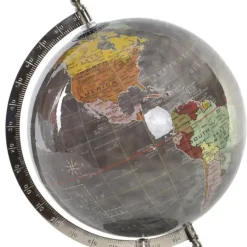 Items Deco Wereldbol/globe op voet - kunststof - grijs - 20 x 28 cm Sale