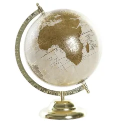Items Deco Wereldbol/globe op voet - kunststof - creme/goud - 20 x 30 cm Online