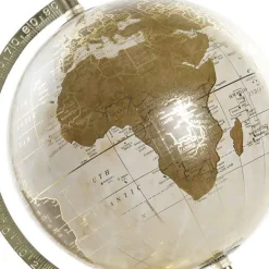 Items Deco Wereldbol/globe op voet - kunststof - creme/goud - 20 x 30 cm Online