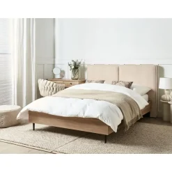 Beliani IZERNORE - Bed - Beige - 140 x 200 cm - Bouclé Online