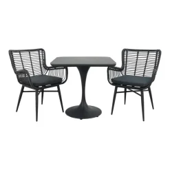 Van der Garde Tuinmeubelen - Premium Jasmine/Toscara bistroset 80x80 cm. - Zwart/Keramiek Hot