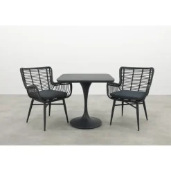 Van der Garde Tuinmeubelen - Premium Jasmine/Toscara bistroset 80x80 cm. - Zwart/Keramiek Hot