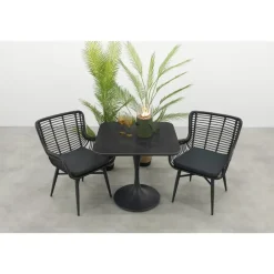 Van der Garde Tuinmeubelen - Premium Jasmine/Toscara bistroset 80x80 cm. - Zwart/Keramiek Hot