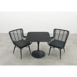 Van der Garde Tuinmeubelen - Premium Jasmine/Toscara bistroset 80x80 cm. - Zwart/Keramiek Hot