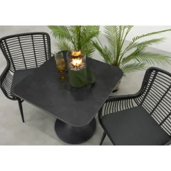 Van der Garde Tuinmeubelen - Premium Jasmine/Toscara bistroset 80x80 cm. - Zwart/Keramiek Hot