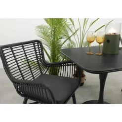 Van der Garde Tuinmeubelen - Premium Jasmine/Toscara bistroset 80x80 cm. - Zwart/Keramiek Hot