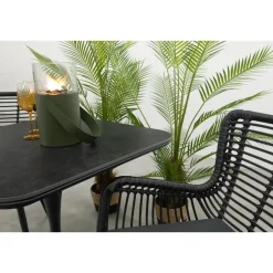 Van der Garde Tuinmeubelen - Premium Jasmine/Toscara bistroset 80x80 cm. - Zwart/Keramiek Hot