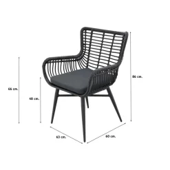 Van der Garde Tuinmeubelen - Premium Jasmine/Toscara bistroset 80x80 cm. - Zwart/Keramiek Hot