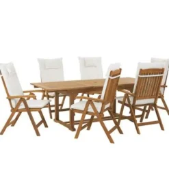 Beliani JAVA - Tuinset voor 6 - Lichte houtkleur/Wit - Acaciahout Clearance