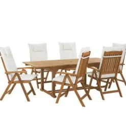Beliani JAVA - Tuinset voor 6 - Lichte houtkleur/Wit - Acaciahout Clearance