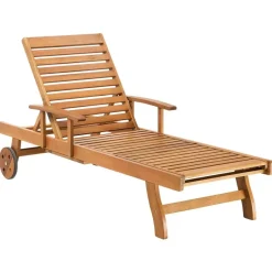 Beliani JAVA PREMIUM - Tuinligstoel - Lichtbruin/Taupe - Acaciahout Discount