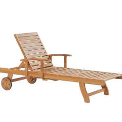 Beliani JAVA PREMIUM - Tuinligstoel - Lichtbruin/Taupe - Acaciahout Discount