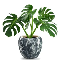 Jodeco Plantenpot Marble - wit/zwart - keramiek - 24x22 cm Hot