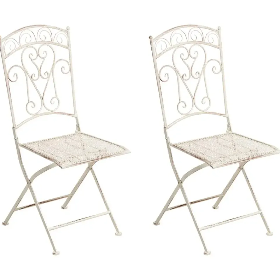 Leen Bakker JUINA - Set van 2 tuinstoelen - Lichtbeige - IJzer Hot