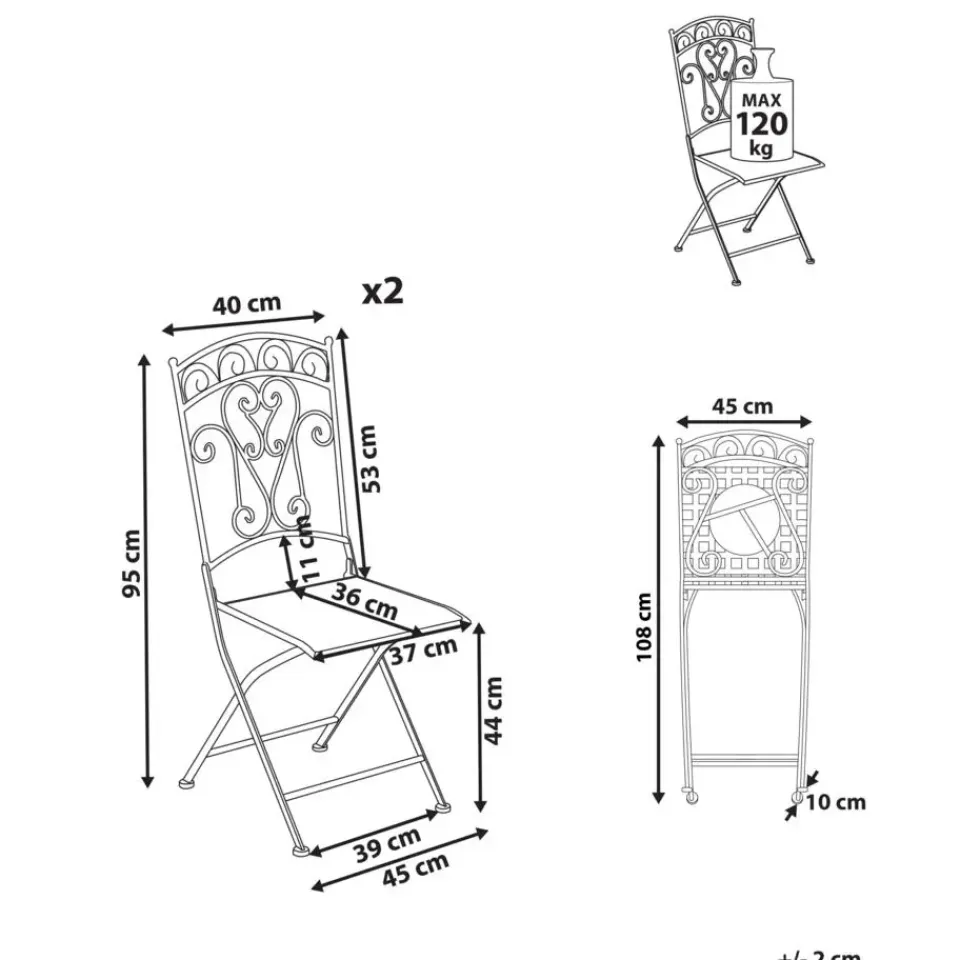 Leen Bakker JUINA - Set van 2 tuinstoelen - Lichtbeige - IJzer Hot