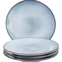 Leen Bakker JUNIPER - Dinerborden set van 4 - Lichtblauw - Steengoed Clearance