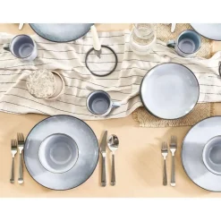 Leen Bakker JUNIPER - Dinerborden set van 4 - Lichtblauw - Steengoed Clearance