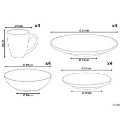 Beliani JUNIPER - Serviesset 16 delig - Lichtblauw - Steengoed