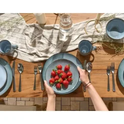 Beliani JUNIPER - Serviesset 16 delig - Lichtblauw - Steengoed