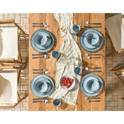 Beliani JUNIPER - Serviesset 16 delig - Lichtblauw - Steengoed