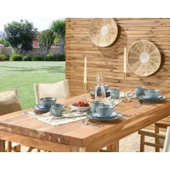 Beliani JUNIPER - Serviesset 16 delig - Lichtblauw - Steengoed