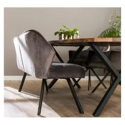 Kalfort Eetkamerbank Kelly velvet antraciet 190x59x84cm New