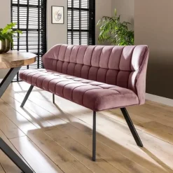 Kalfort Eetkamerbank Kelly velvet roze 190x59x84cm Hot