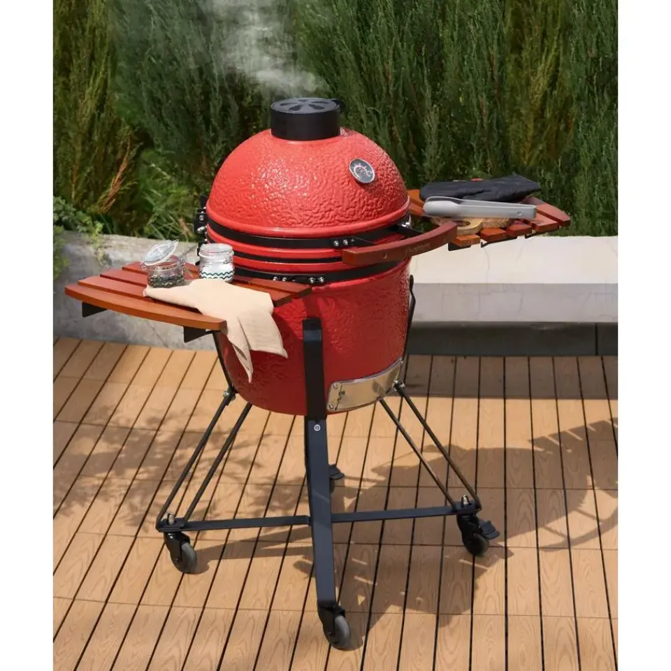 Leen Bakker KAMADO - Houtskoolgrill - Rood - Keramiek Online