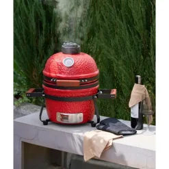 Leen Bakker KAMADO - Mini houtskoolgrill - Rood - Keramiek Online