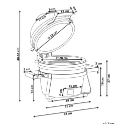Leen Bakker KAMADO - Mini houtskoolgrill - Zwart - Keramiek