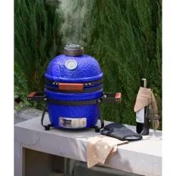 Leen Bakker KAMADO - Mini houtskoolgrill - Blauw - Keramiek Best