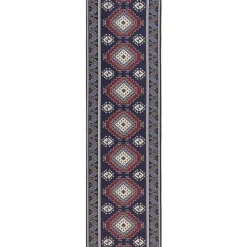 Beliani KANGAL - Loper tapijt - Blauw/Rood - 60 x 200 cm - Polyester