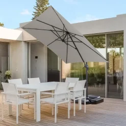 Merkloos Kantelbare Zweefparasol 250x250 cm -Sterke Zweef Parasol, Licht Grijs