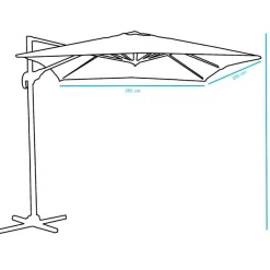 Merkloos Kantelbare Zweefparasol 250x250 cm -Sterke Zweef Parasol, Licht Grijs