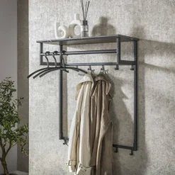 Giga Living Kapstok - Zwart Metaal - 80x30x24cm - 12-Haken - Roede Best