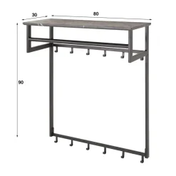 Giga Living Kapstok - Zwart Metaal - 80x30x24cm - 12-Haken - Roede Best